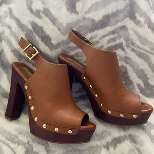 Jessica Simpson brown platform block heel sandal sz 8